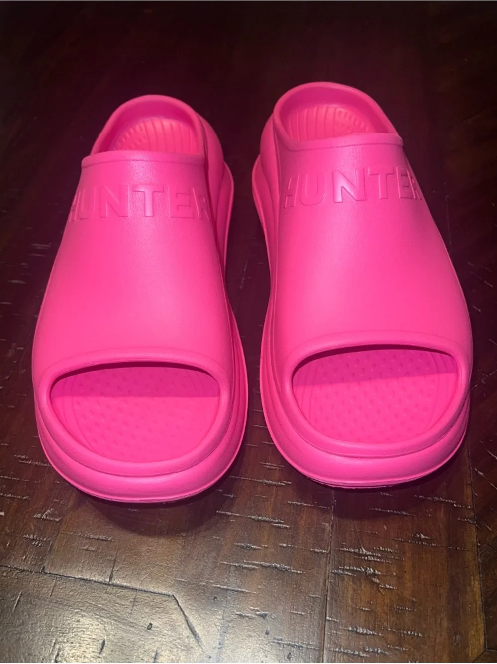 Hunter Women’s Haddie Hot Pink Platform Chunky Sandals Slides Size 9